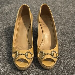 Gucci Yellow Peep-Toe Women's Shoes